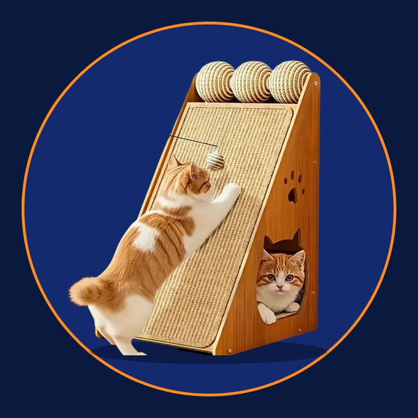 Standing Sisal Cat Scratcher with Hanging Ball